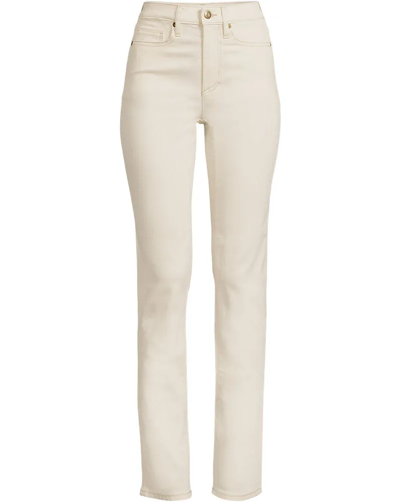 Lands' End Naturfarbene Straight Fit Jeans High Waist, Damen, Größe plus, Weiß, Baumwoll-Mischung/Polyester-Mischung, by Weiß