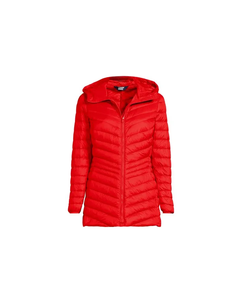Lands' End Daunenjacke WANDERWEIGHT Verstaubar Ultraleicht mit Kapuze, Damen, Größe:32-34 regular, Orange, Nylon/Daunen, by Orange