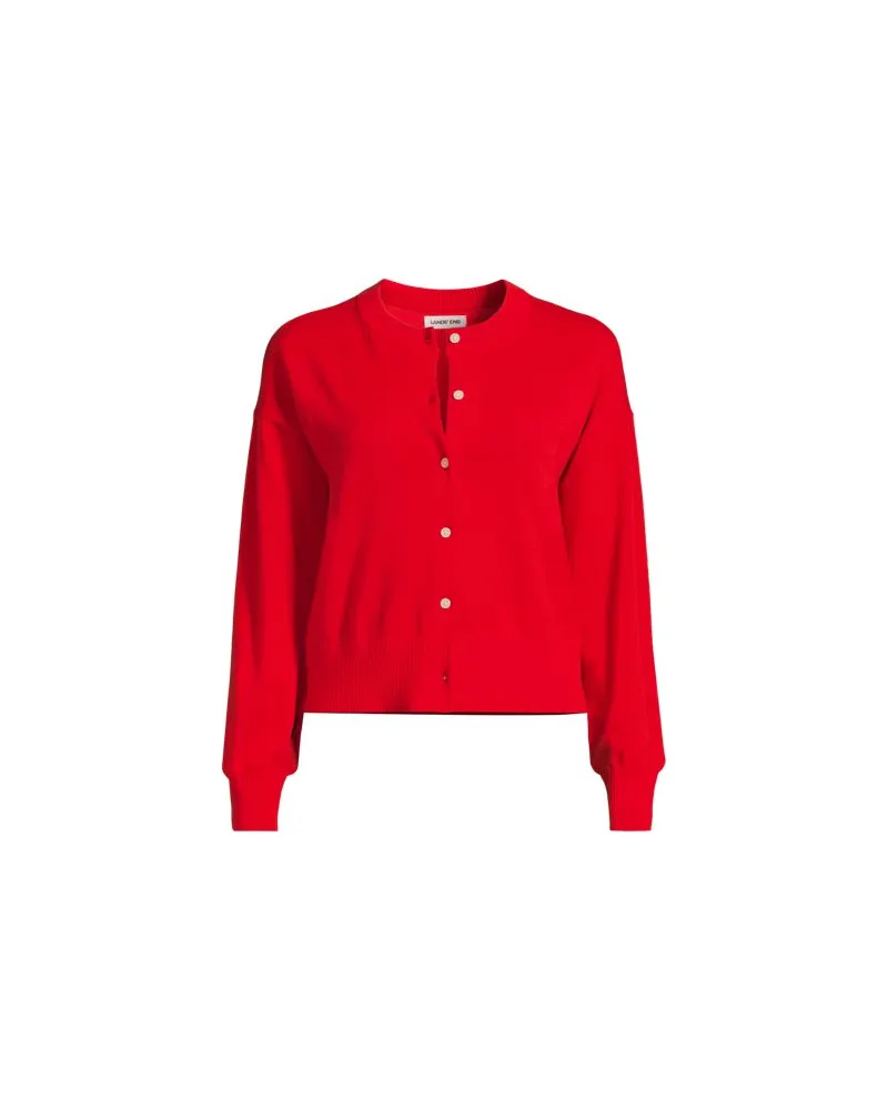 Lands' End Kurzer Feinstrick-Cardigan aus Baumwolle, Damen, Größe plus, Rot, Baumwolle, by Rot