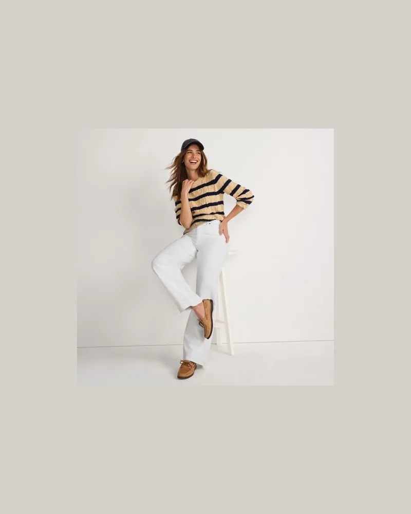 Lands' End Jeans High Waist mit weitem Bein Farbig, Damen, Größe petite, Weiß, Elasthan/Baumwoll-Mischung/Polyester-Mischung, by Weiß