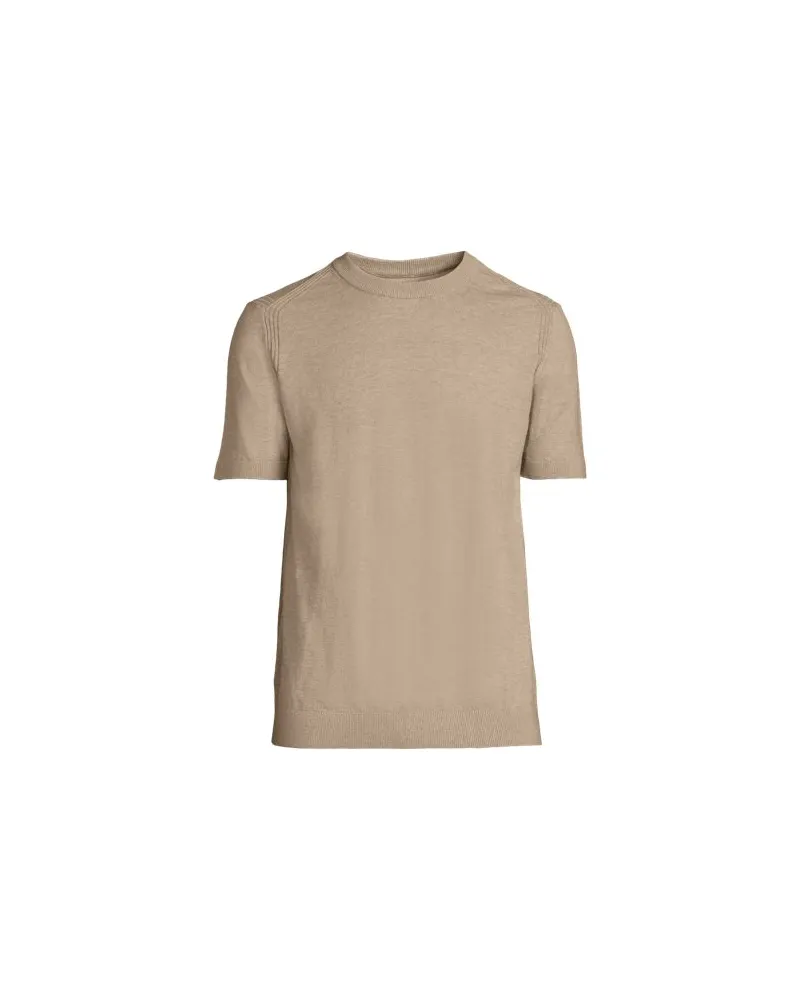 Lands' End Kurzarm-Shirt aus Baumwoll/Seide-Mix, Herren, Größe:48-50 regular, Beige, Baumwolle/Seide/Nylon, by Beige