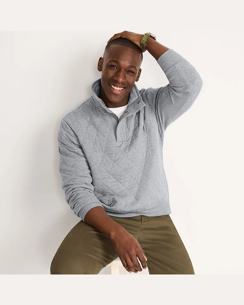 Lands' End Gesteppter Pullover mit Stehkragen, Herren, Größe regular, Schwarz, by Schwarz