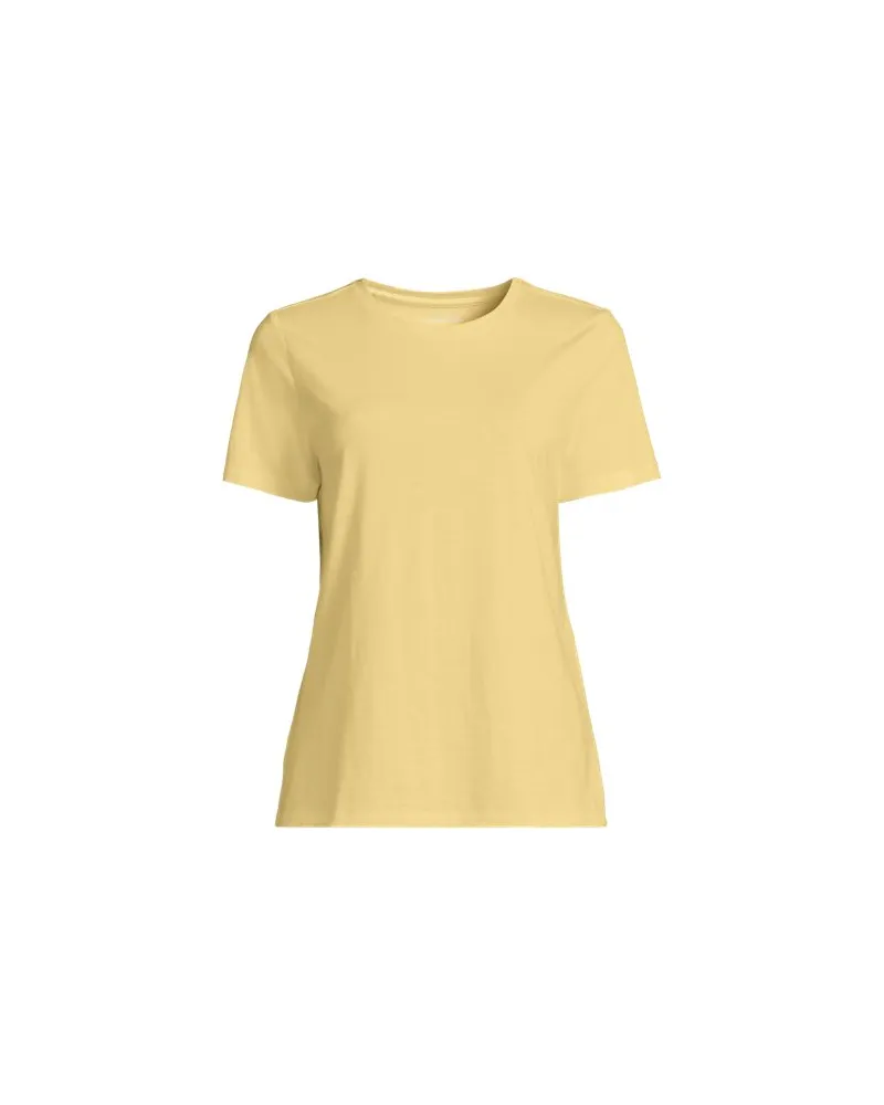 Lands' End Supima Kurzarm-Shirt mit rundem Ausschnitt, Damen, Größe plus, Gelb, Baumwolle, by Gelb