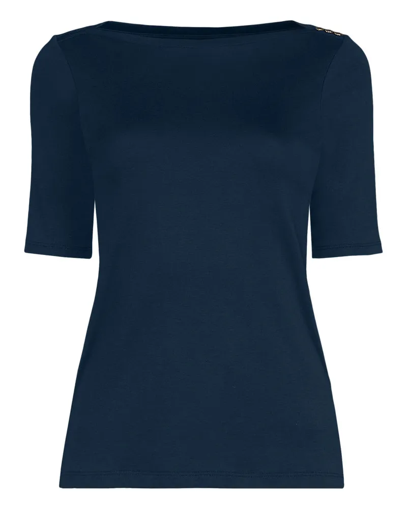Lands' End Supima-Shirt aus Baumwolle mit U-Boot-Ausschnitt, Damen, Größe plus, Blau, Baumwolle, by Blau