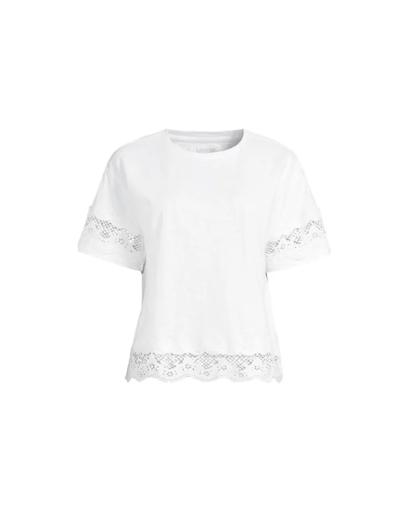 Lands' End Flammgarn-Shirt mit Bordüren, Damen, Größe plus, Weiß, Baumwolle, by Weiß