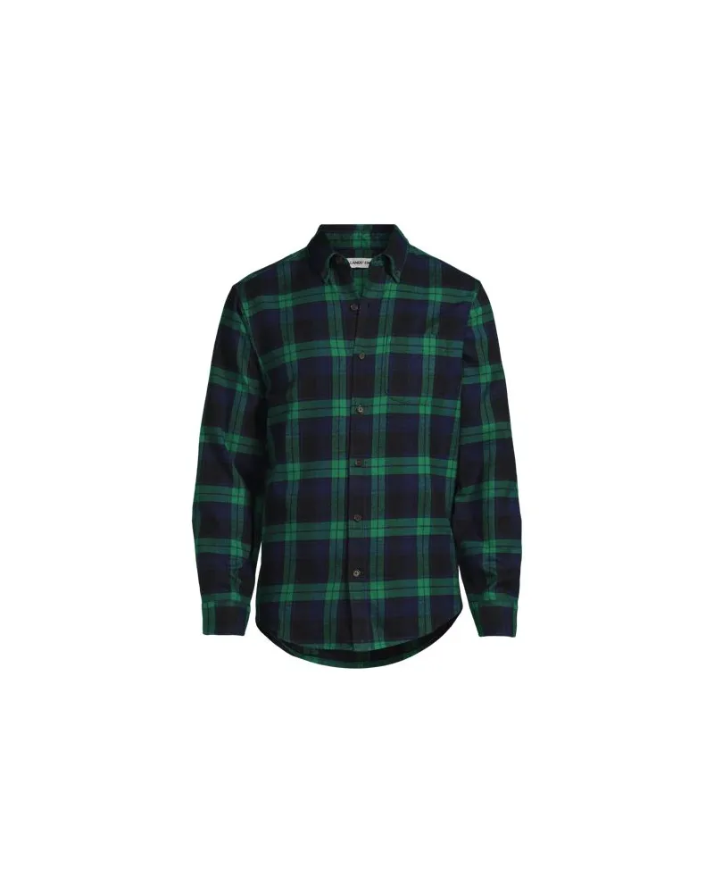 Lands' End Flanellhemd Flagship, Classic Fit, Herren, Größe:44-46 regular, Grün, Baumwolle/Baumwoll-Mischung/Polyester-Mischung, by Grün