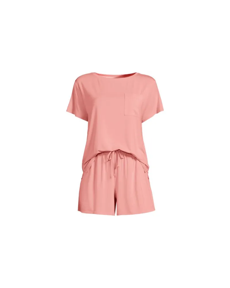 Lands' End Kühlendes Pyjama-Set mit Shorts, Damen, Größe:40-42 regular, Pink, Elasthan/Viskose-Mischung, by Pink
