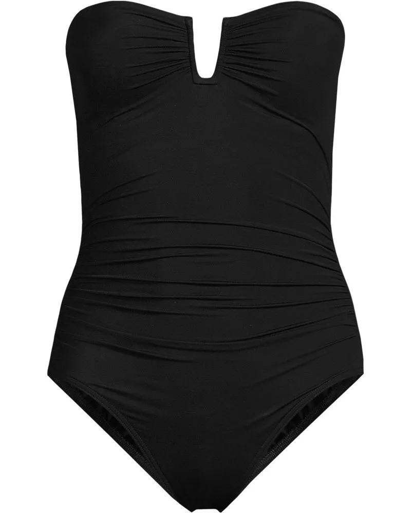Lands' End Bandeau-Badeanzug Slender, Damen, Größe regular, Schwarz, Elasthan/Nylon-Mischung, by Schwarz