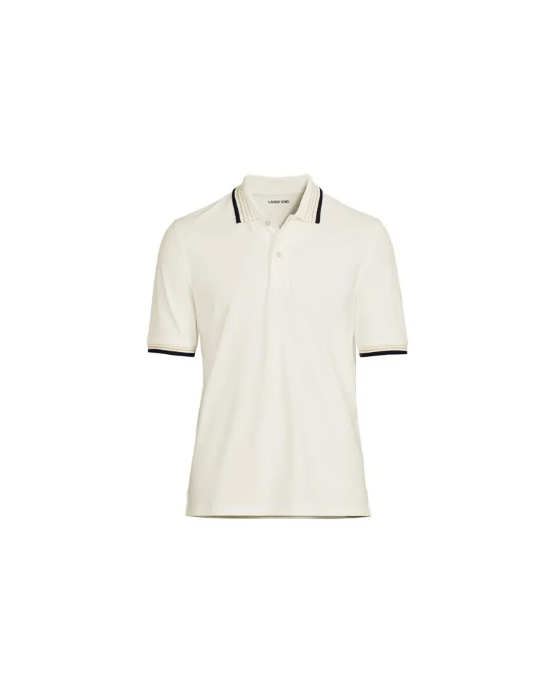 Lands' End Komfort-Piqué-Polo mit Stretch, Classic Fit, Herren, Größe:48-50 regular, Weiß, Baumwolle/Elasthan, by Weiß