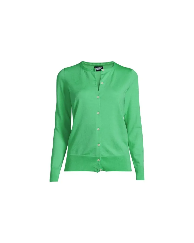 Lands' End Supima Feinstrick-Cardigan, Damen, Größe:40-42 petite, Grün, Baumwoll-Mischung, by Grün