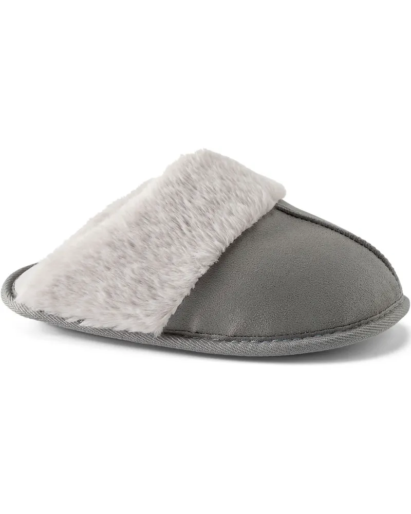 Lands' End Pantoffel in Veloursleder-Optik, Damen, Größe regular, Grau, Polyester, by Grau