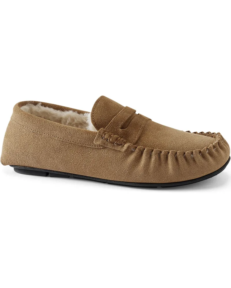 Lands' End Veloursleder-Mokassins, Herren, Größe regular, Braun, Polyester, by Braun
