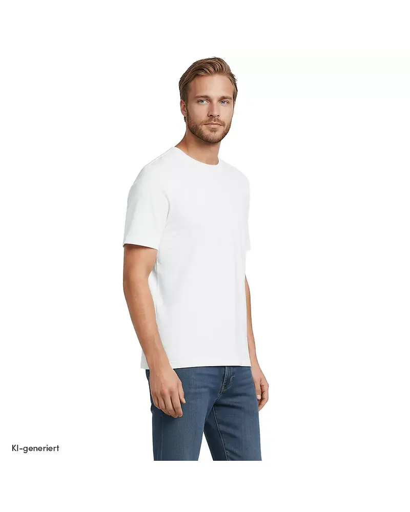Lands' End Super-T Kurzarm-Shirt, Classic Fit, Herren, Größe regular, Weiß, Baumwolle, by Weiß