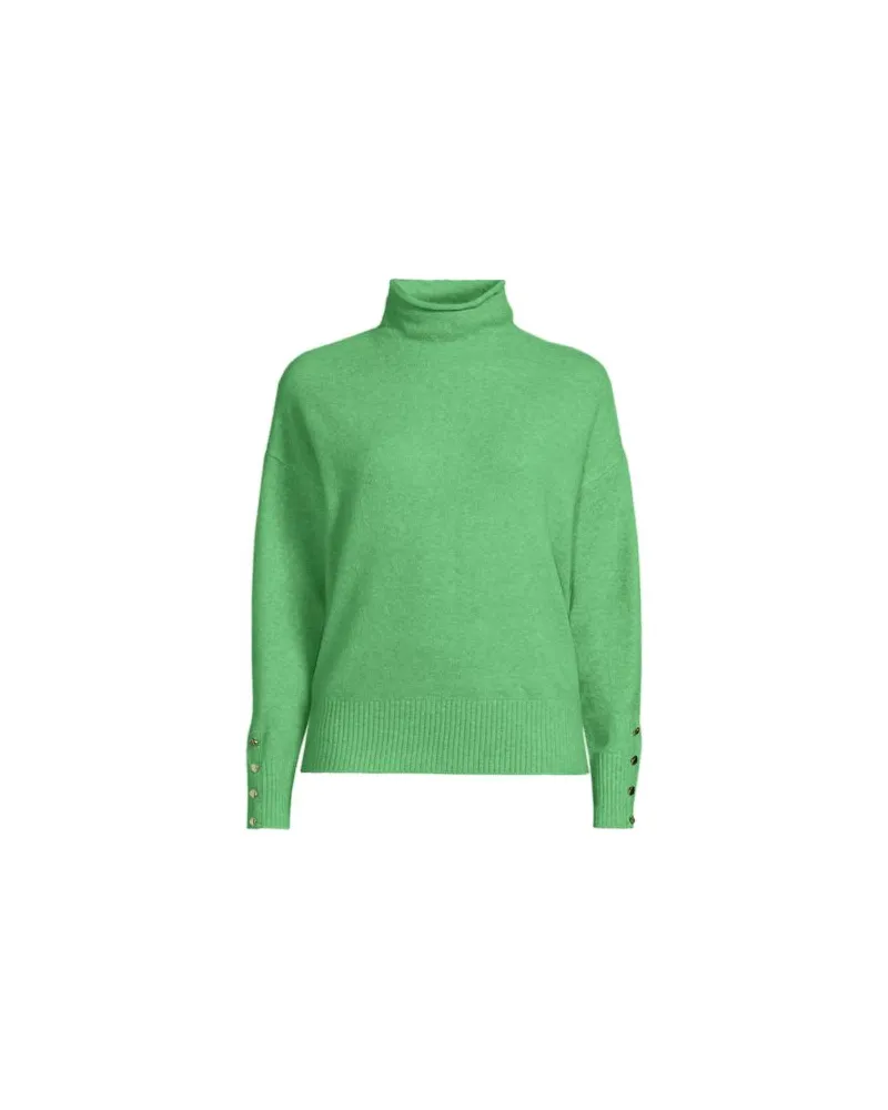 Lands' End Softer Stehkragenpullover mit Ärmelknöpfen, Damen, Größe:44-46 regular, Grün, Polyacryl/Woll-Mischung/Nylon-Mischung, by Grün
