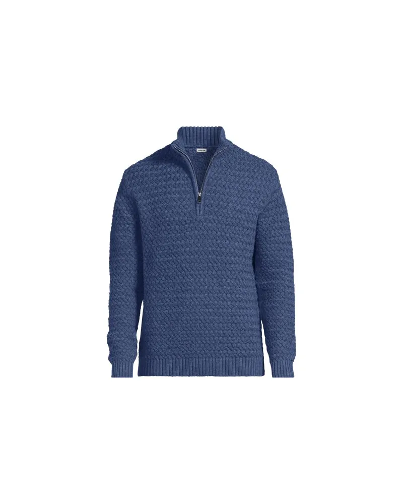 Lands' End Perlstrick-Pullover mit Struktur, Herren, Größe:44-46 regular, Blau, Polyester/Polyester-Mischung, by Blau