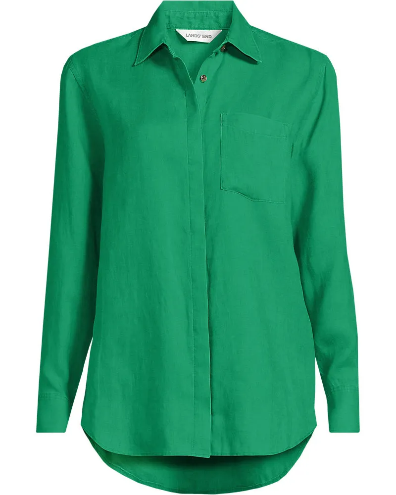 Lands' End Premium Reinleinen-Bluse, Damen, GrÃ¶ÃŸe plus, GrÃ¼n, Leinen, by Grã¼n