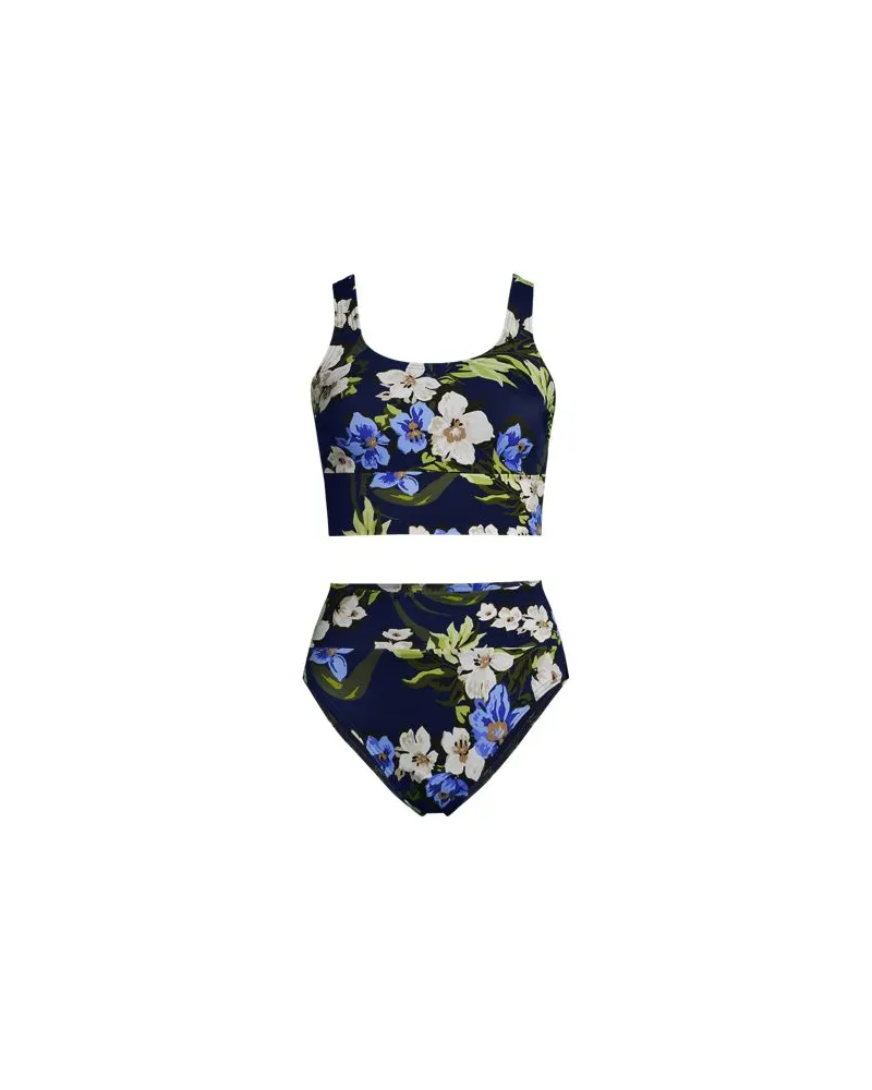 Lands' End Komfort-Midkini, Damen, Größe plus, Blau, Elasthan/Metall/Nylon-Mischung, by Blau