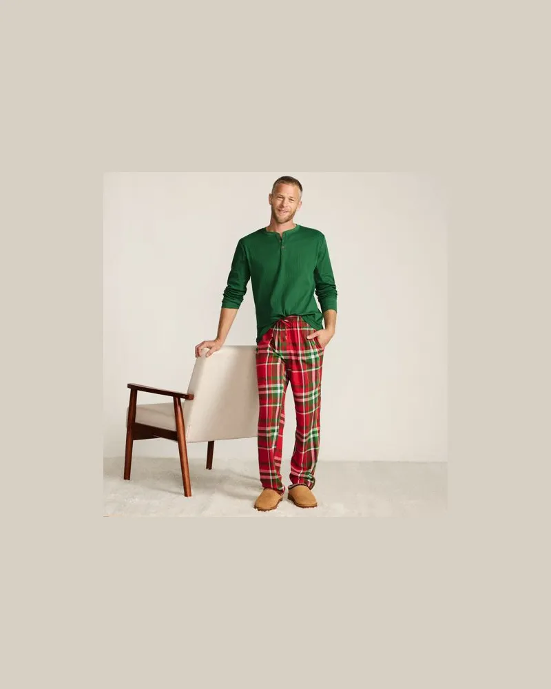 Lands' End Flanell-Pyjamahose, Herren, Größe:56-58 regular, Rot, Baumwolle, by Rot