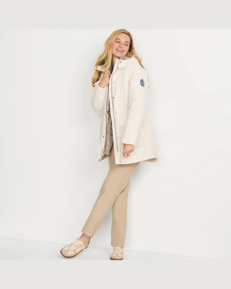 Lands' End Wasserdichter 3-in-1-Parka Squall, Damen, Größe regular, Weiß, Polyester/Nylon, by Weiß