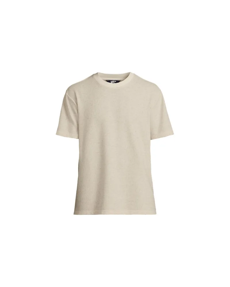 Lands' End Premium Shirt mit Leinen und Waffelstruktur, Herren, Größe:60 regular, Weiß, Leinen/Polyester-Mischung, by Weiß