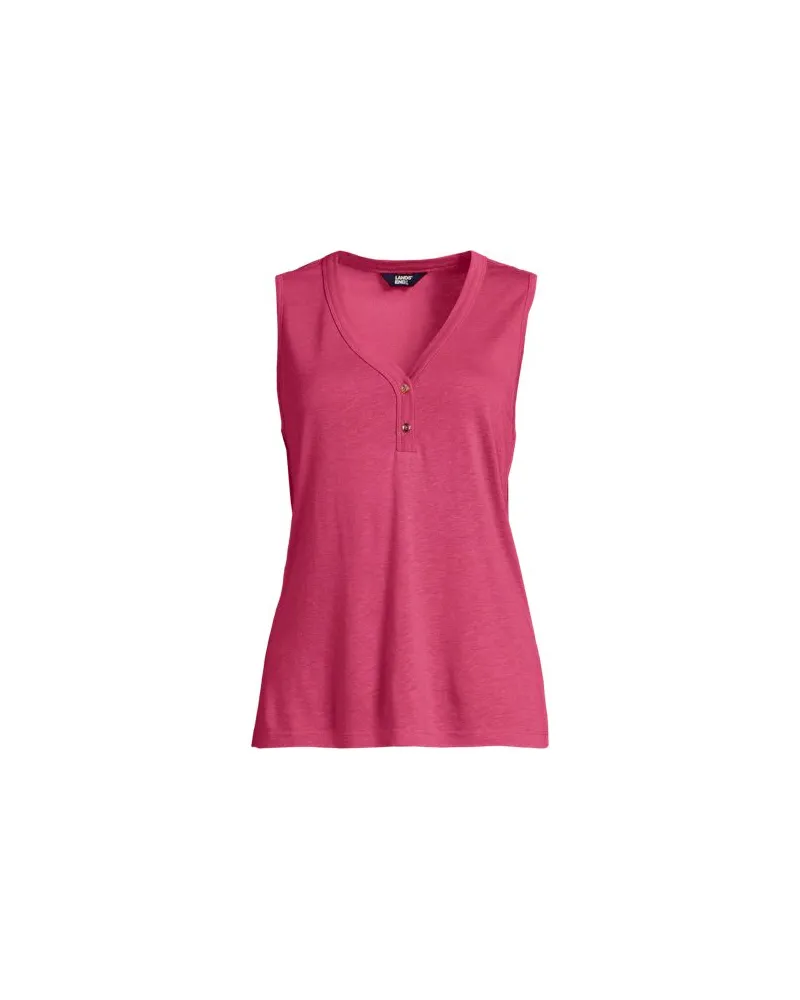 Lands' End Top aus Leinenmix, Damen, Größe petite, Pink, Baumwolle/Leinen/Baumwoll-Mischung, by Pink