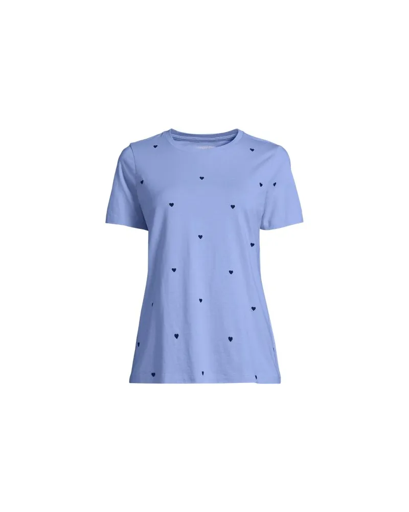 Lands' End Supima Kurzarm-Shirt mit rundem Ausschnitt, Damen, Größe plus, Blau, Baumwolle, by Blau