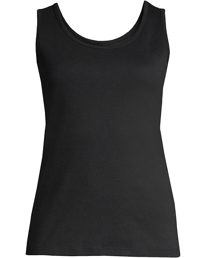 Lands' End Baumwoll-Top, Damen, Größe petite, Schwarz, Baumwolle, by Schwarz