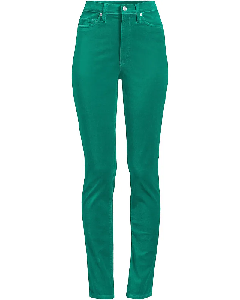Lands' End Slim Fit Samthose High Waist, Damen, Größe petite, Grün, Baumwoll-Mischung, by Grün