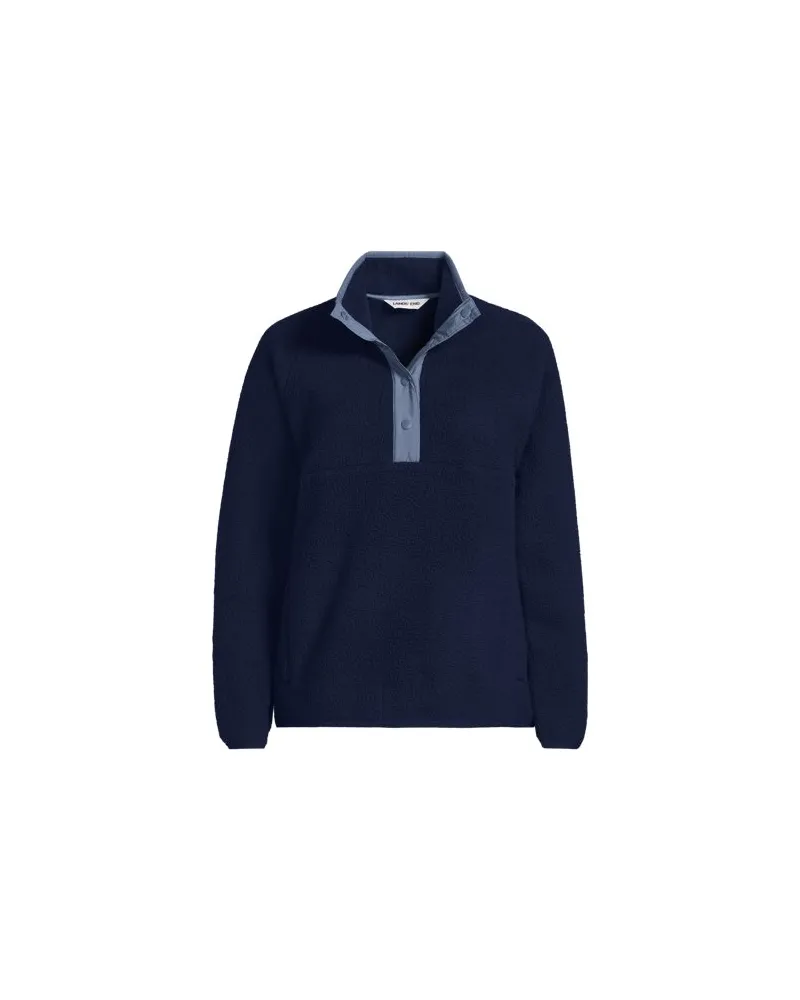 Lands' End Teddy-Pullover mit Druckknopf-Leiste, Damen, Größe regular, Blau, by Blau