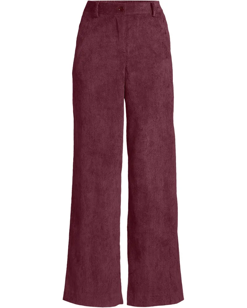 Lands' End Stretchcord-Hose mit weitem Bein, Damen, Größe petite, Rot, Polyester/Polyester-Mischung, by Rot
