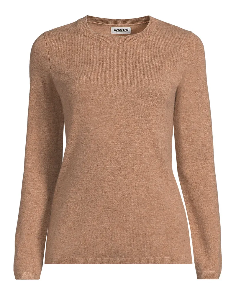 Lands' End Kaschmir-Pullover mit rundem Ausschnitt, Damen, Größe regular, Beige, Kaschmir, by Beige