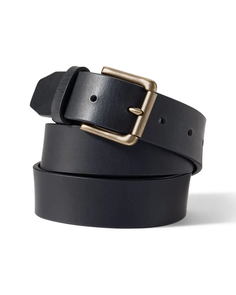 Lands' End Ledergürtel im Vintage-Stil, Herren, Größe regular, Schwarz, Leder, by Schwarz