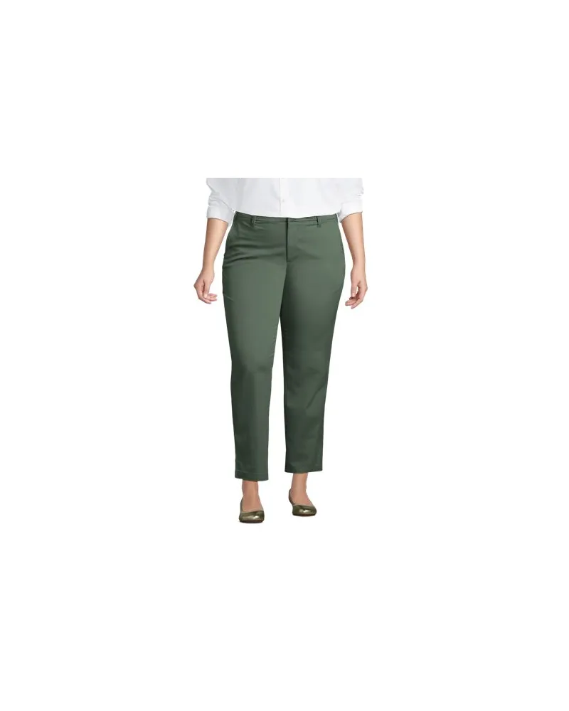 Lands' End 7/8-Chinos mit geradem Bein Mid Waist, Damen, Größe plus, Grün, by Grün
