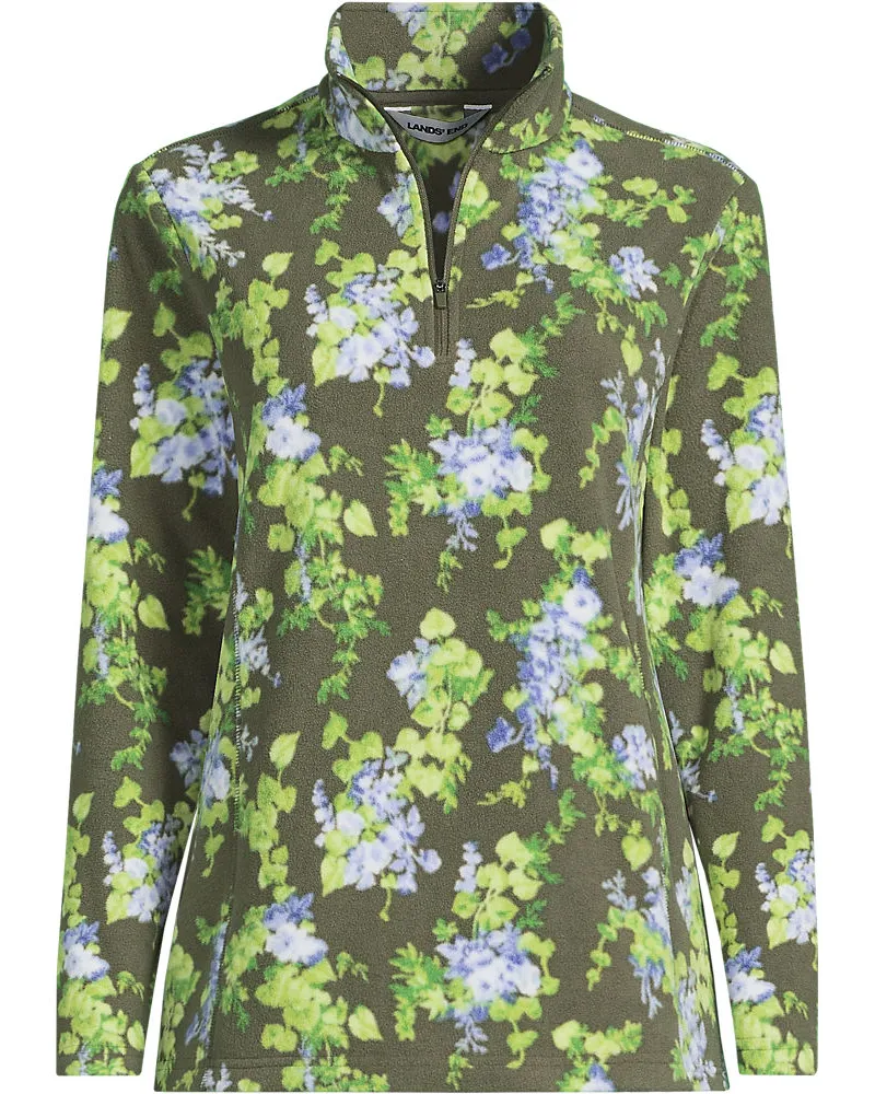 Lands' End Gemusterter Fleece-Pullover mit Reißverschluss, Damen, Größe plus, Grün, Polyester, by Grün