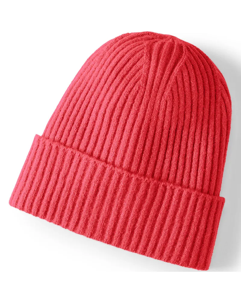 Lands' End Unisex CashTouch Mütze, Damen, Größe regular, Rot, Polyacryl/Nylon-Mischung, by Rot