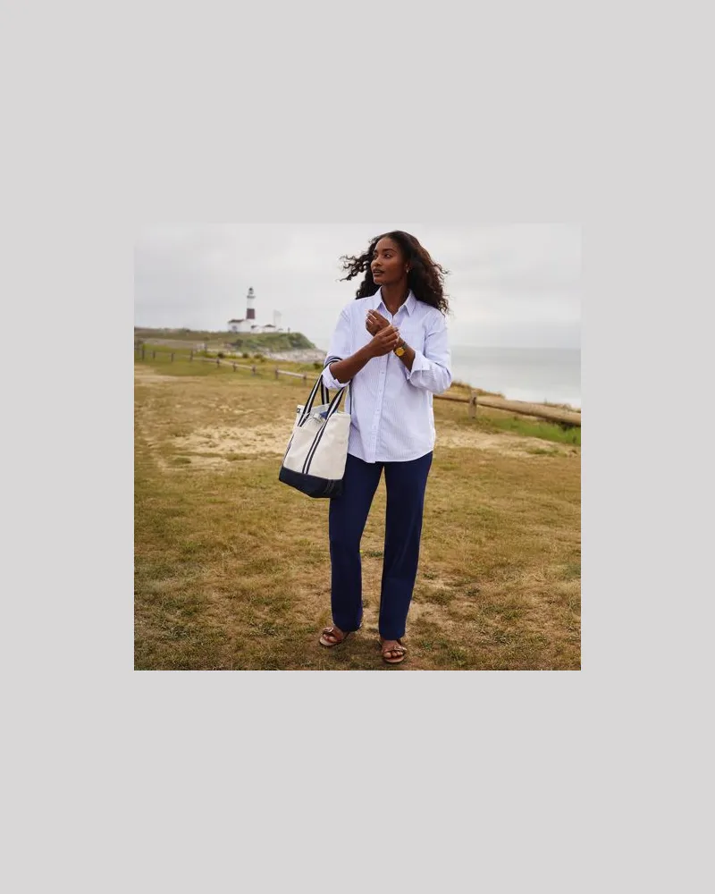 Lands' End Stretch-Freizeithose Straight Fit Starfish Pant, Damen, Größe:40-42 tall, Blau, Baumwoll-Mischung, by Blau