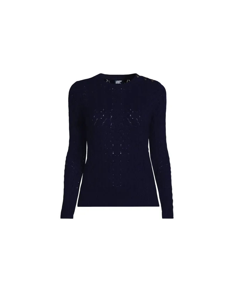 Lands' End Ajourpullover aus Baumwollmix, Damen, Größe:32-34 regular, Blau, Viskose/Baumwoll-Mischung/Nylon-Mischung, by Blau