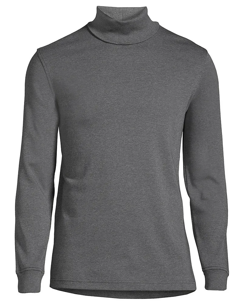 Lands' End Supima Rollkragenshirt, Classic Fit, Herren, Größe regular, Schwarz, Baumwolle, by Schwarz