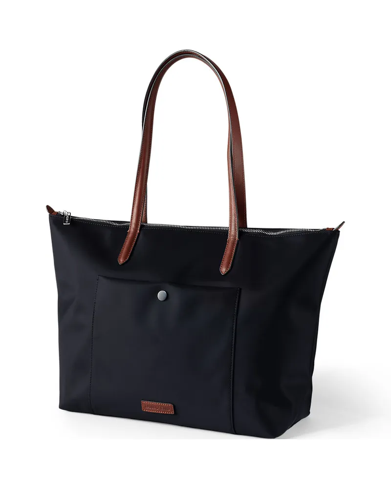 Lands' End Wasserabweisende, verstaubare Shoppertasche, Damen, Größe:null regular, Schwarz, Nylon/Leder, by Schwarz