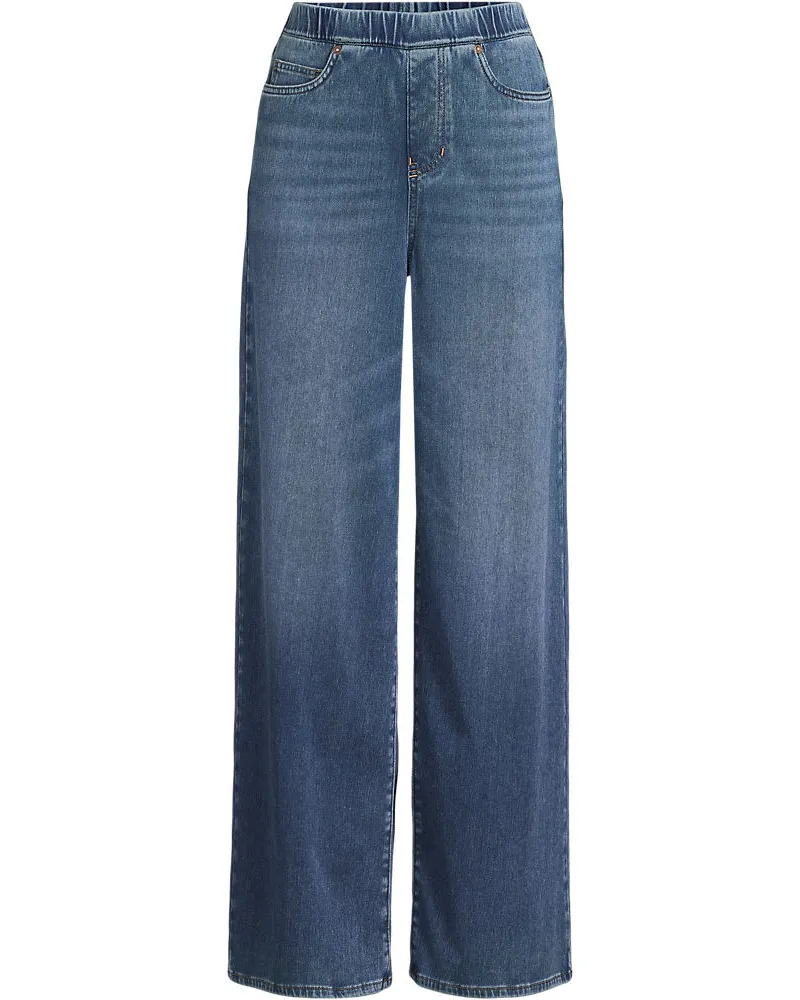 Lands' End Starfish Knit-Jeans mit weitem Bein, Damen, Größe plus, Blau, Baumwoll-Mischung/Polyester-Mischung, by Blau