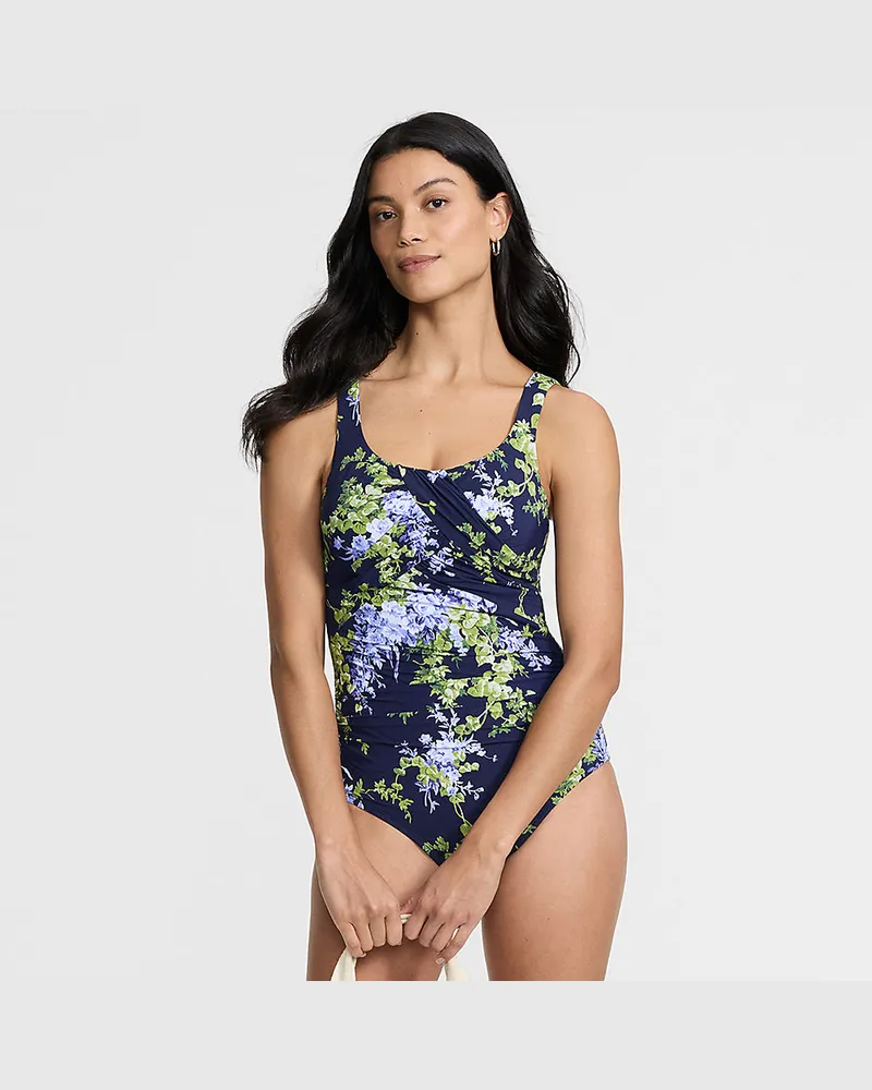 Lands' End Shape-Badeanzug mit Bügel SLENDER, Damen, Größe regular, Blau, Nylon-Mischung, by Blau