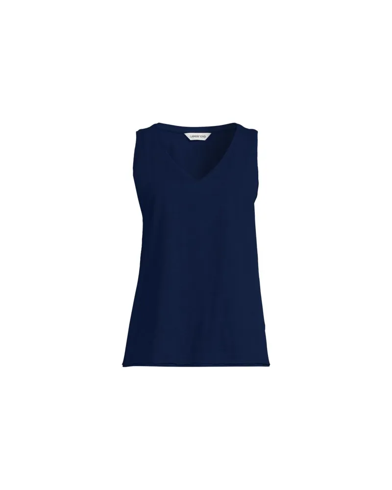 Lands' End Baumwolltop aus Flammgarn, Damen, Größe regular, Blau, Baumwolle, by Blau