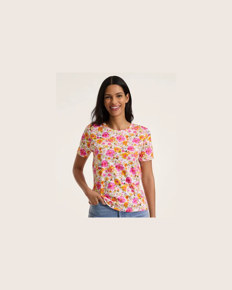 Lands' End Supima Kurzarm-Shirt mit rundem Ausschnitt, Damen, Größe plus, Weiß, Baumwolle, by Weiß