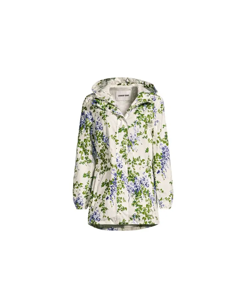 Lands' End Wasserdichte Gemusterte Regenjacke SQUALL mit Packfach, Damen, Größe plus, Blau, Polyester, by Blau