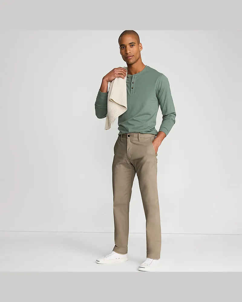 Lands' End Straight Fit Stretch-Chino, Herren, Größe:48-50 regular, Beige, Baumwolle, by Beige