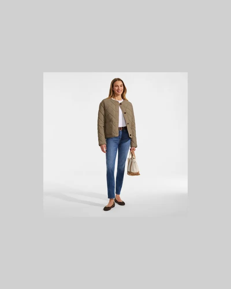 Lands' End Kragenlose FeatherFree Steppjacke, Damen, Größe petite, Beige, by Beige