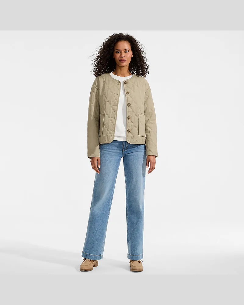 Lands' End Soft Ease Steppjacke aus Leinenmix, Damen, Größe regular, Grün, by Grün
