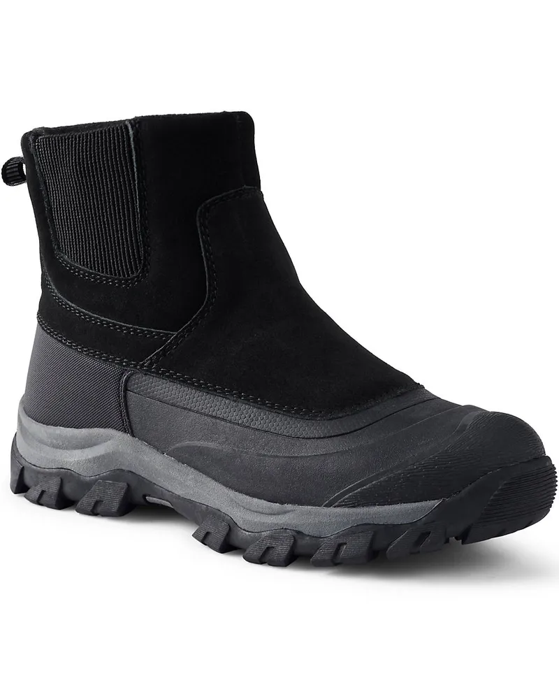 Lands' End Schneestiefel SQUALL mit Reißverschluss, Herren, Größe regular, Schwarz, Nylon/Leder/Gummi, by Schwarz