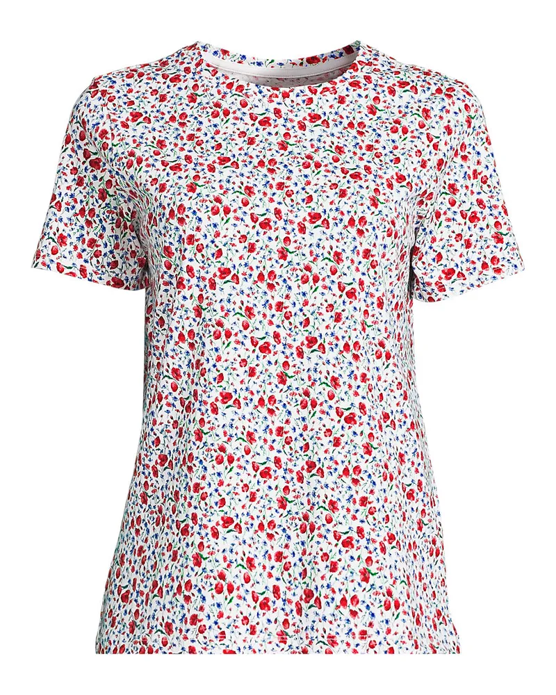 Lands' End Supima Kurzarm-Shirt mit rundem Ausschnitt, Damen, GrÃ¶ÃŸe petite, WeiÃŸ, Baumwolle, by Weiãÿ