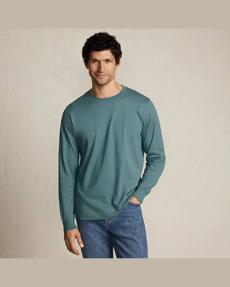 Lands' End Super-T Langarm-Shirt, Classic Fit, Herren, Größe regular, Grün, Baumwolle, by Grün